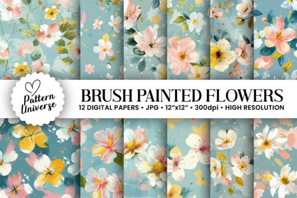 Download Brush Painted Flowers Seamless Pattern - Premium Resources
