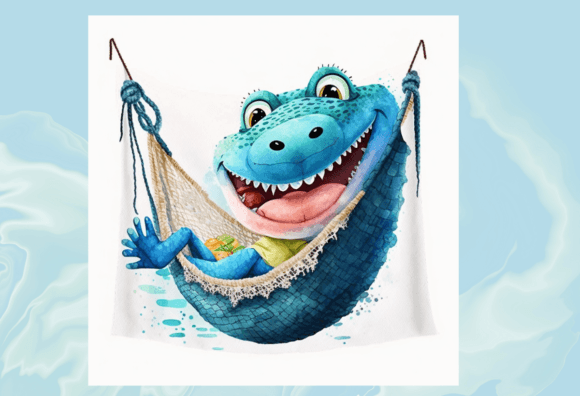 Download Cute Alligator Digital Illustration - Digital illustration Collection