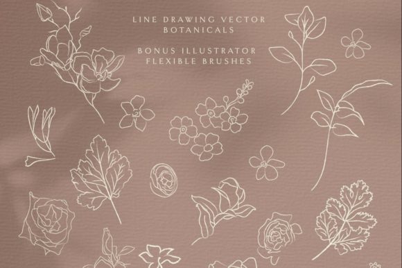 Download Line Drawing Botanicals, Plants. Wreath. - Wreath Collection