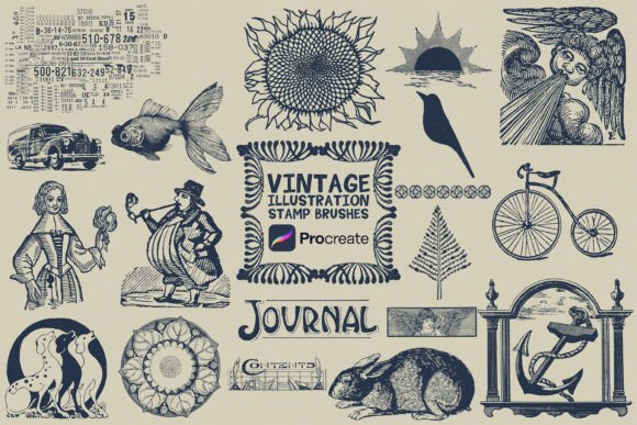Download Free Procreate Vintage Stamps Brush Set - Premium Resources